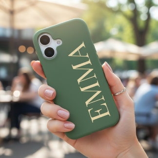 Minimalist Sage Green Modern Personalized Name iPhone 17 Case