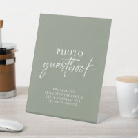Minimalist Sage Green Modern  Photo Guestbook