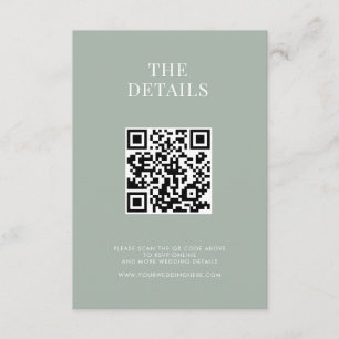 Minimalist Sage Green Modern Wedding Enclosure Card