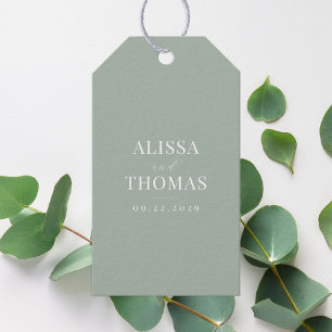 Minimalist Sage Green Modern Wedding Gift Tags