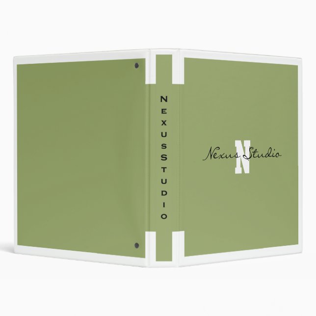 Minimalist Sage Green Monogram Business Binder (Background)