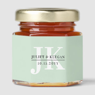 Minimalist Sage Green Monogram Wedding Honey Jar Honey Jar Favors