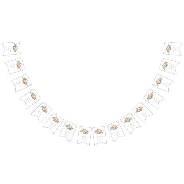 Minimalist Sage Green Names Wedding  Bunting Flags (All)