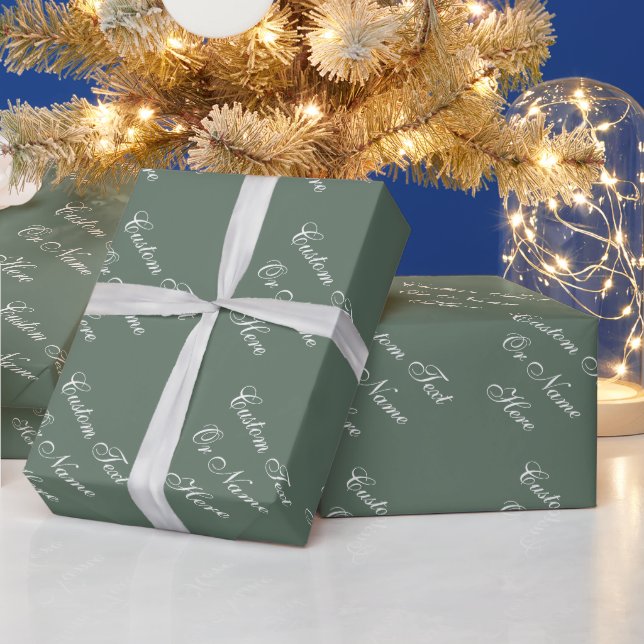Minimalist Sage Green Personalized Text Template Wrapping Paper (Holidays)