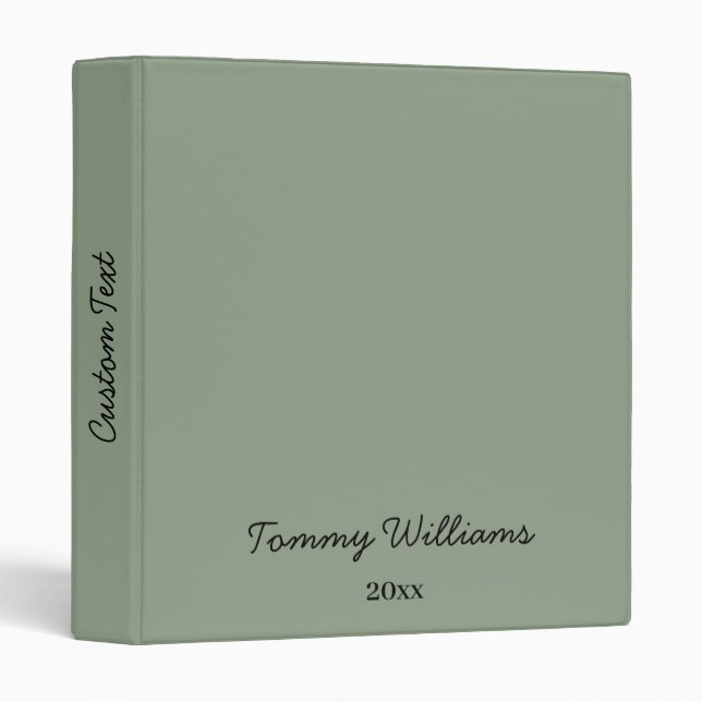 Minimalist Sage Green Professional Simple 3 Ring Binder (Front/Spine)