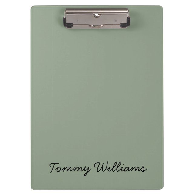 Minimalist Sage Green Professional Simple Clipboard (Front)