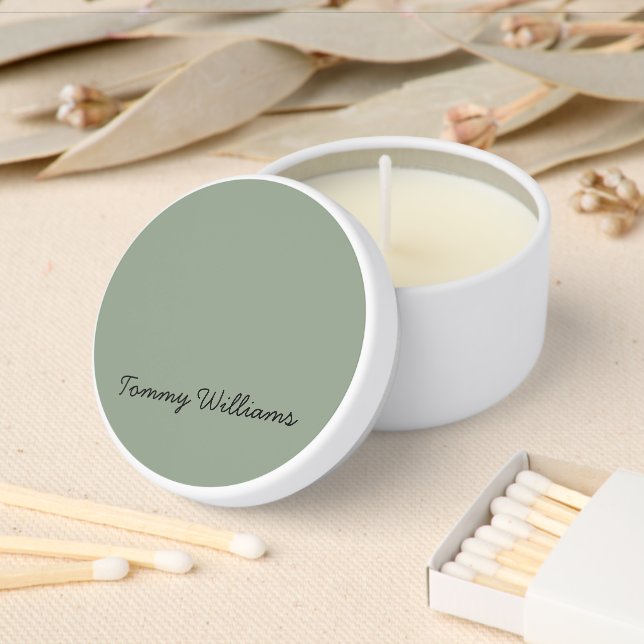 Minimalist Sage Green Professional Simple Mini Candle Favors (Insitu)