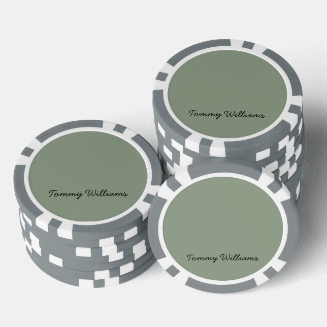 Minimalist Sage Green Professional Simple Poker Chips (Stack)