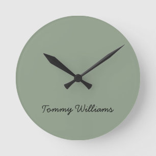 Minimalist Sage Green Professional Simple Round Clock