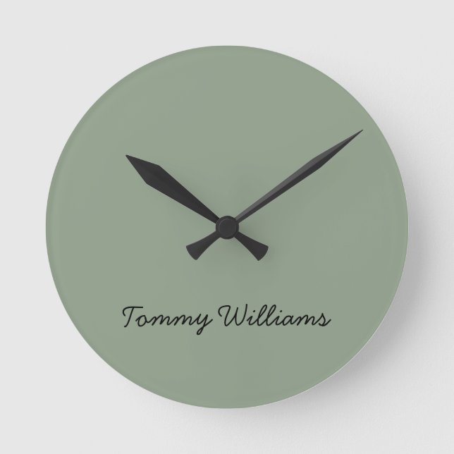 Minimalist Sage Green Professional Simple Round Clock (Front)