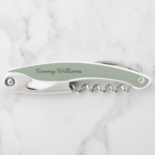 Minimalist Sage Green Professional Simple Waiter's Corkscrew