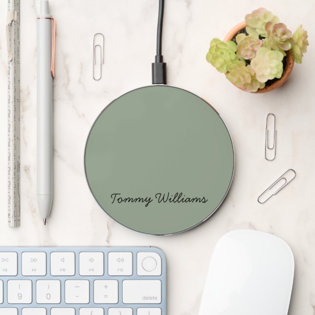 Minimalist Sage Green Professional Simple Wireless Charger (Desk)