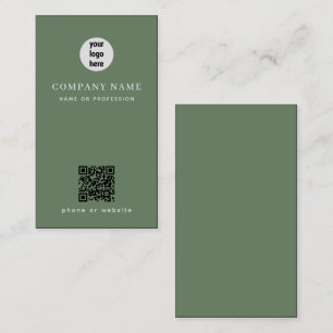 Minimalist Sage Green QR Code Business Card
