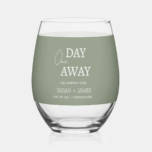 Minimalist Sage Green Rehearsal Dinner Wedding Stemless Wine Glass