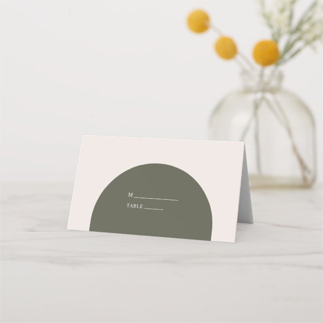 Minimalist Sage Green Rustic Boho Arch Wedding Place Card (Front)