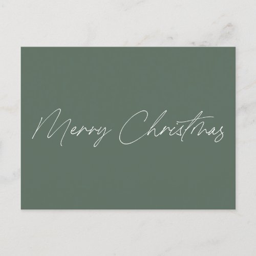 Minimalist Sage Green Script Merry Christmas  Postcard