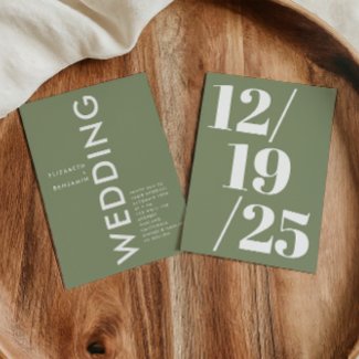 Minimalist Sage Green Simple Bold Wedding