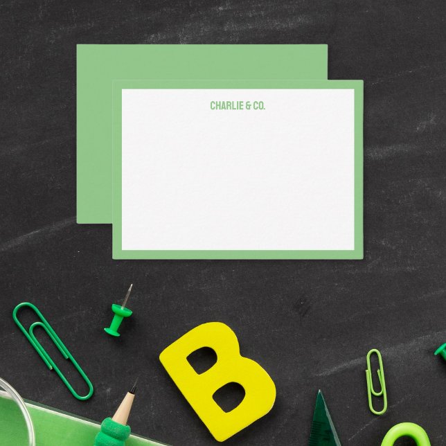 Minimalist Sage Green, Single Border, Personalize Note Card (Creator Uploaded)