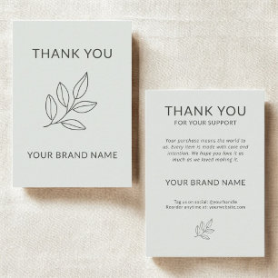 Minimalist Sage Green Small Business Thank You Note Card