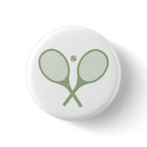 Minimalist Sage Green Tennis Racquets Ball     Button