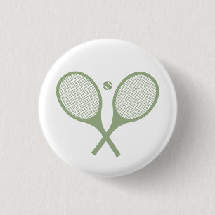 Minimalist Sage Green Tennis Racquets Ball Button