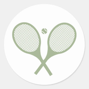 Minimalist Sage Green Tennis Racquets Ball    Classic Round Sticker