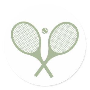 Minimalist Sage Green Tennis Racquets Ball    Classic Round Sticker