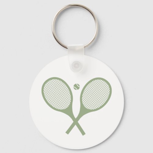Minimalist Sage Green Tennis Racquets Ball      Keychain
