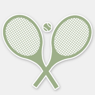 Minimalist Sage Green Tennis Racquets Ball  Sticker