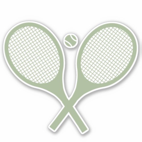 Minimalist Sage Green Tennis Racquets Ball  Sticker