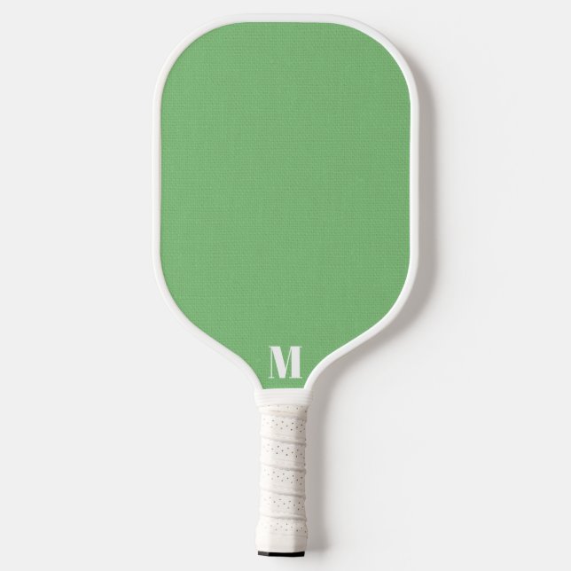 Minimalist Sage Green Texture Modern Monogram  Pickleball Paddle (Back)