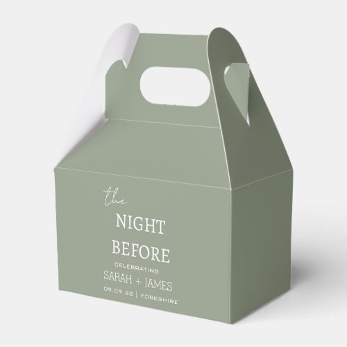 Minimalist Sage Green the Night Before Wedding  Favor Boxes