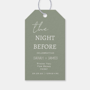 Minimalist Sage Green the Night Before Wedding Gift Tags