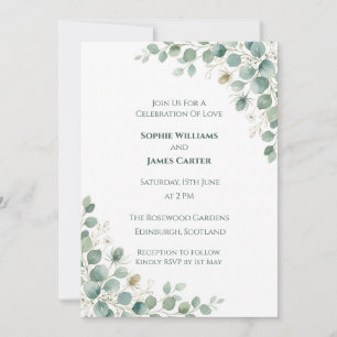 Minimalist Sage Green Thistle Botanical Wedding In Invitation
