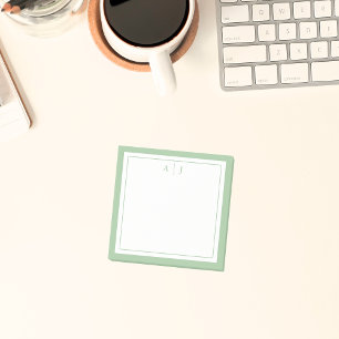 Minimalist Sage Green Two Border Monogram Post-it Notes