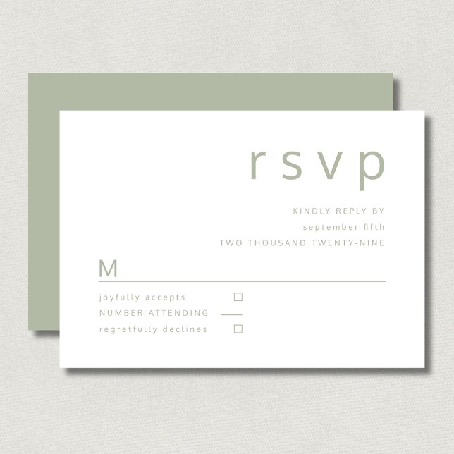 Minimalist Sage Green Typography Wedding RSVP Card (Minimalist Sage Green Typography Wedding RSVP Card)