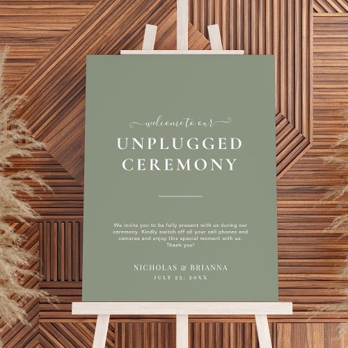 Minimalist Sage Green Unplugged Boho Wedding Foam Board