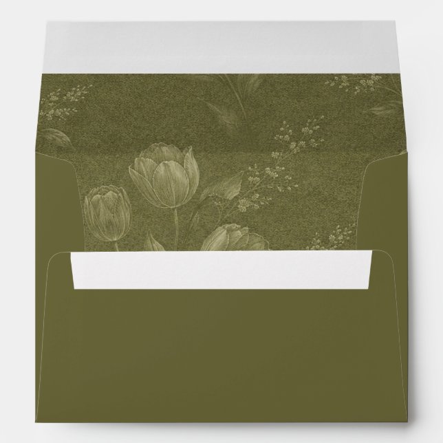 Minimalist Sage Green Wedding Envelope with Liner (Back (Bottom))