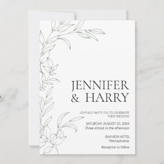 Minimalist Sage Green Wedding Invitation