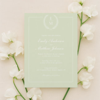 Minimalist Sage Green Wedding Invitation