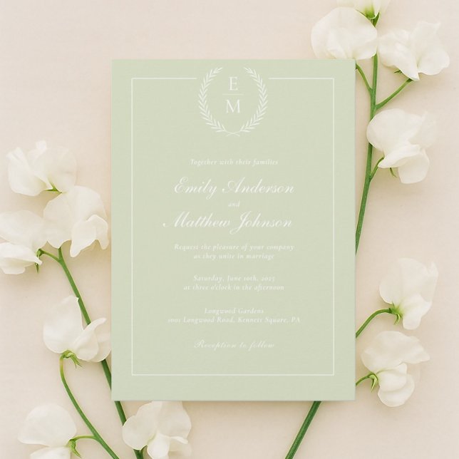 Minimalist Sage Green Wedding Invitation (Creator Uploaded)