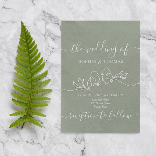 Minimalist Sage Green Wedding Invitation