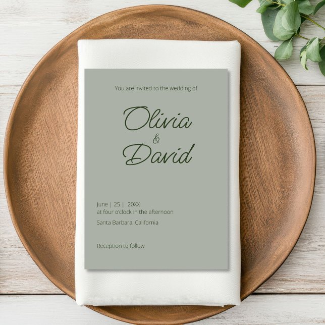 Minimalist Sage Green Wedding Invitation (Creator Uploaded)