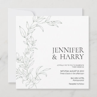 Minimalist Sage Green Wedding Invitation