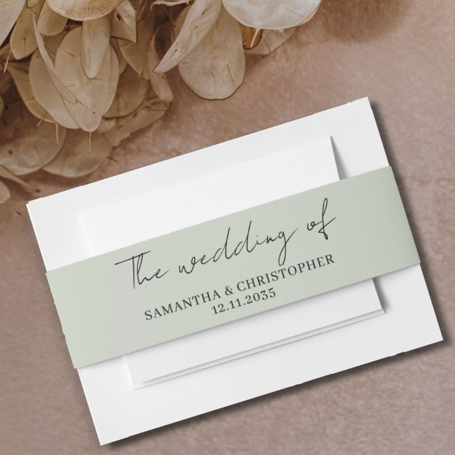 Minimalist Sage Green Wedding of  Invitation Belly Band (Creator Uploaded)
