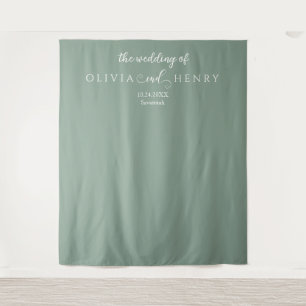 Minimalist Sage Green Wedding Photo Backdrop