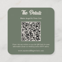 Minimalist Sage Green Wedding QR Code Enclosure