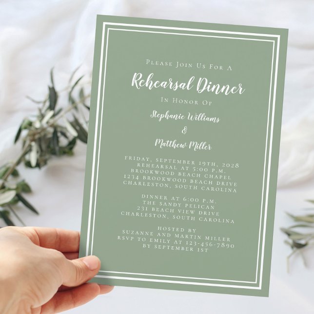 Minimalist Sage Green Wedding Rehearsal Dinner Invitation (Minimalist Sage Green Wedding Rehearsal Dinner Invitation)