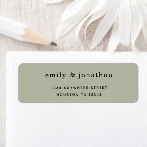 Minimalist Sage Green Wedding Return Address Label