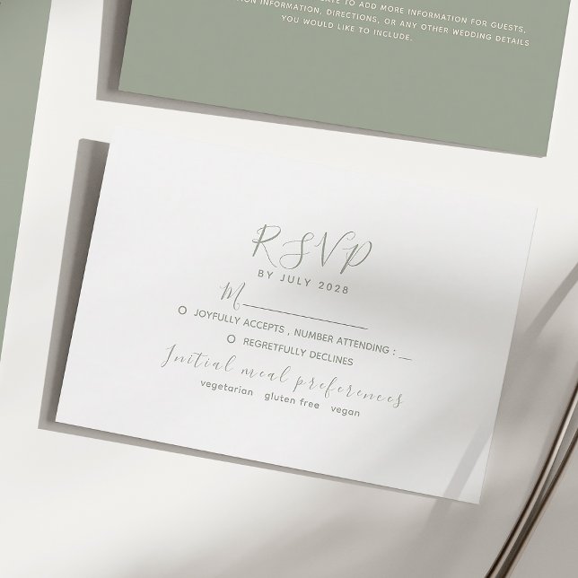 Minimalist Sage Green Wedding RSVP Card (Creator Uploaded)